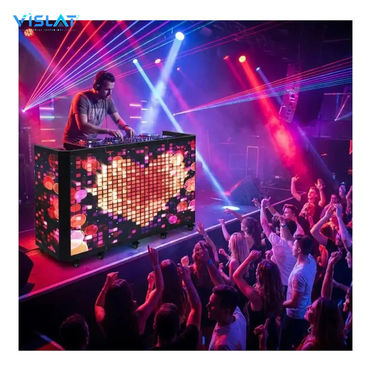 LED DJ booth in a nightclub setting