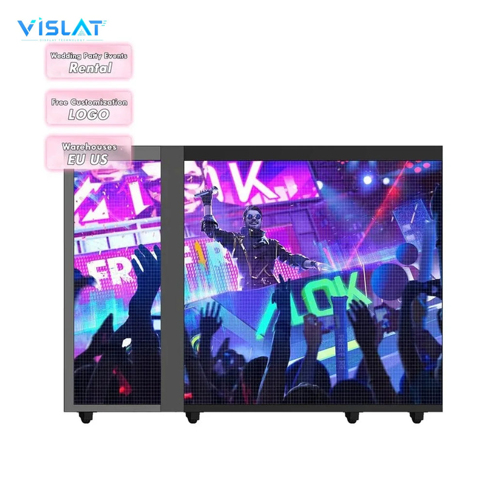 VISLAT 2-panel compact LED DJ booth P4.81 mobile stage folding panel design detail