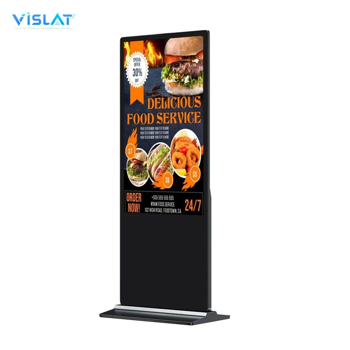 VISLAT 24 inch battery powered portable digital signage portable display on a clean white background