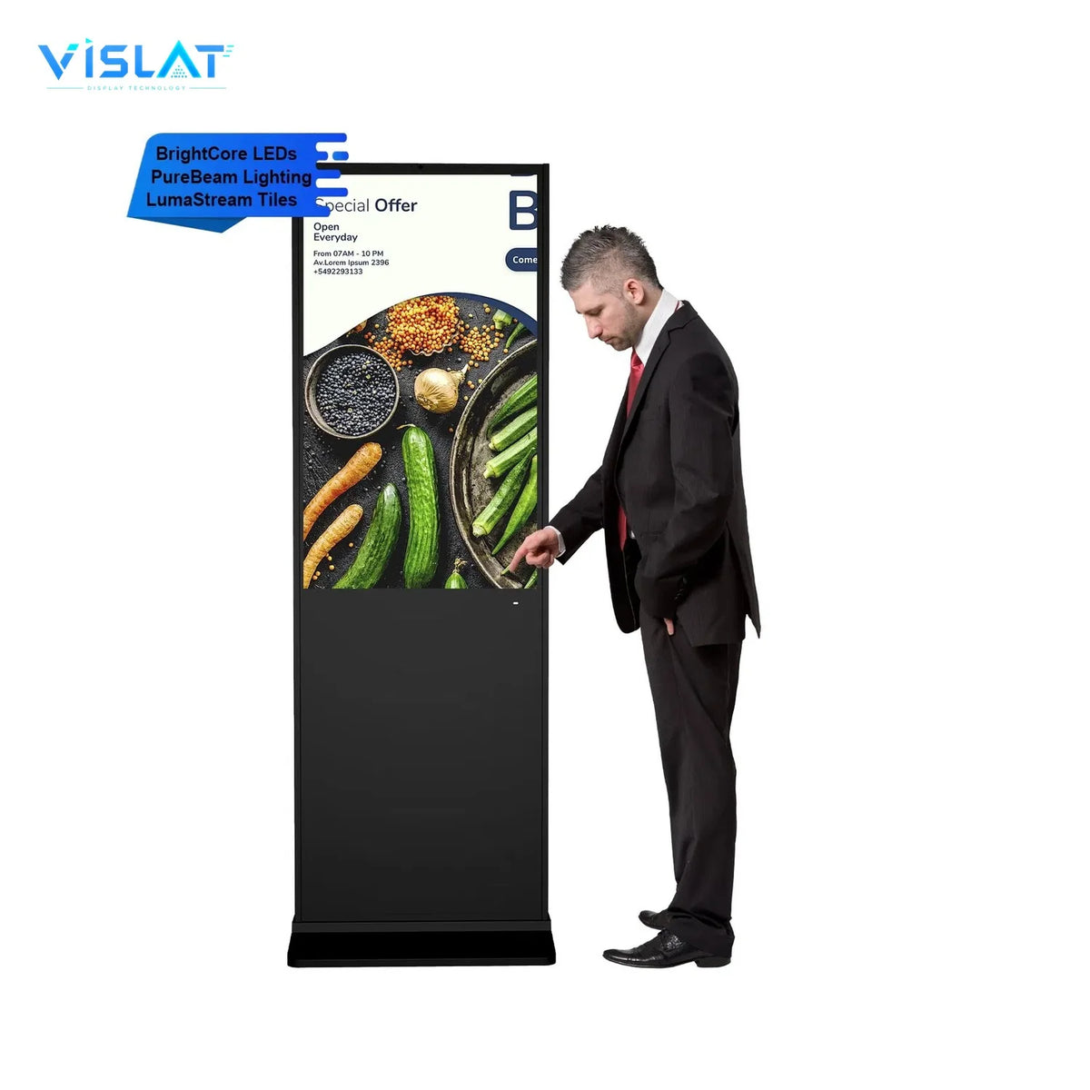 VISLAT 27 Inch Stretched Bar Portable Digital Signage Shelf Edge Display - detail view