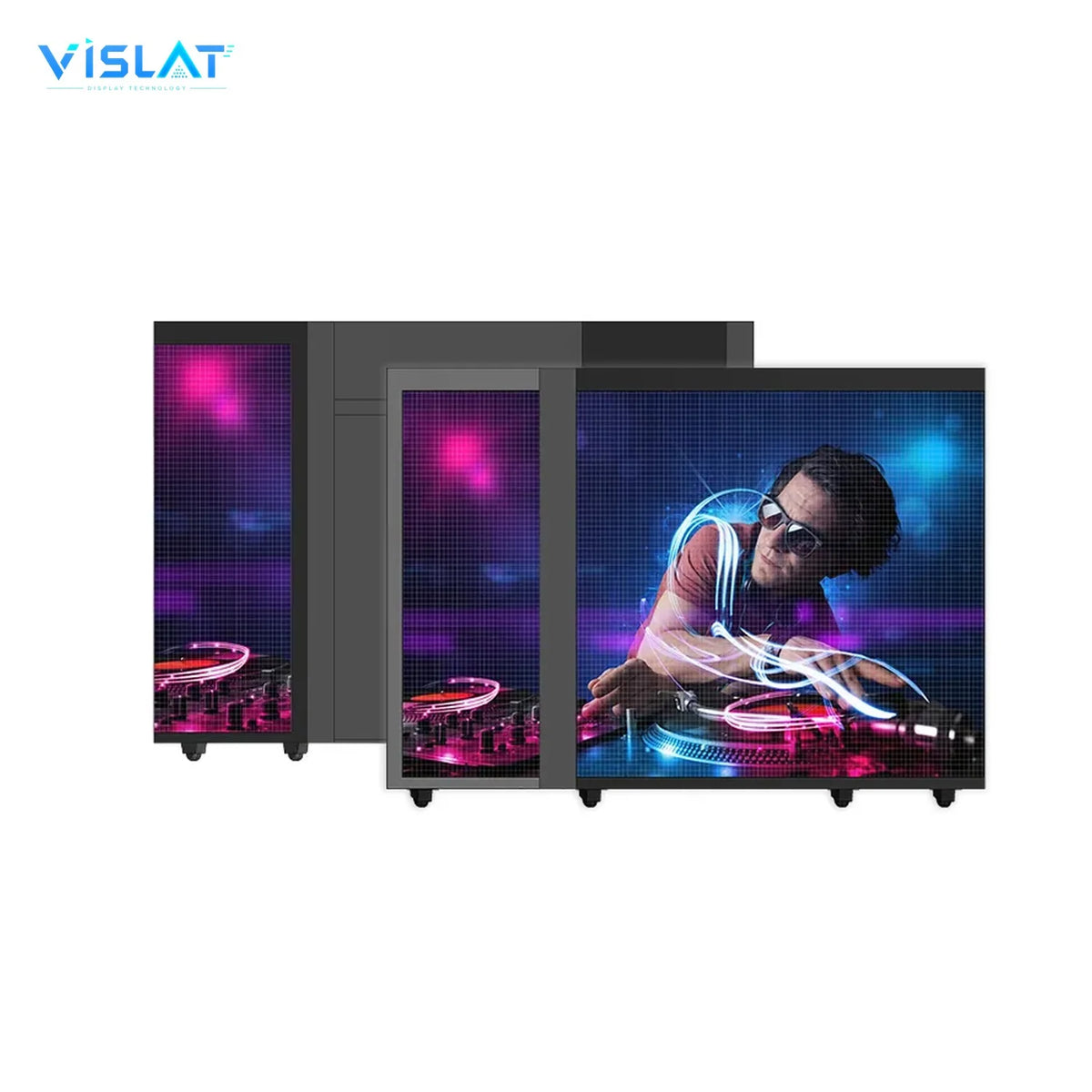 VISLAT 3-Panel Compact LED DJ Booth P3.91 Portable Mobile Stage Screen - product view