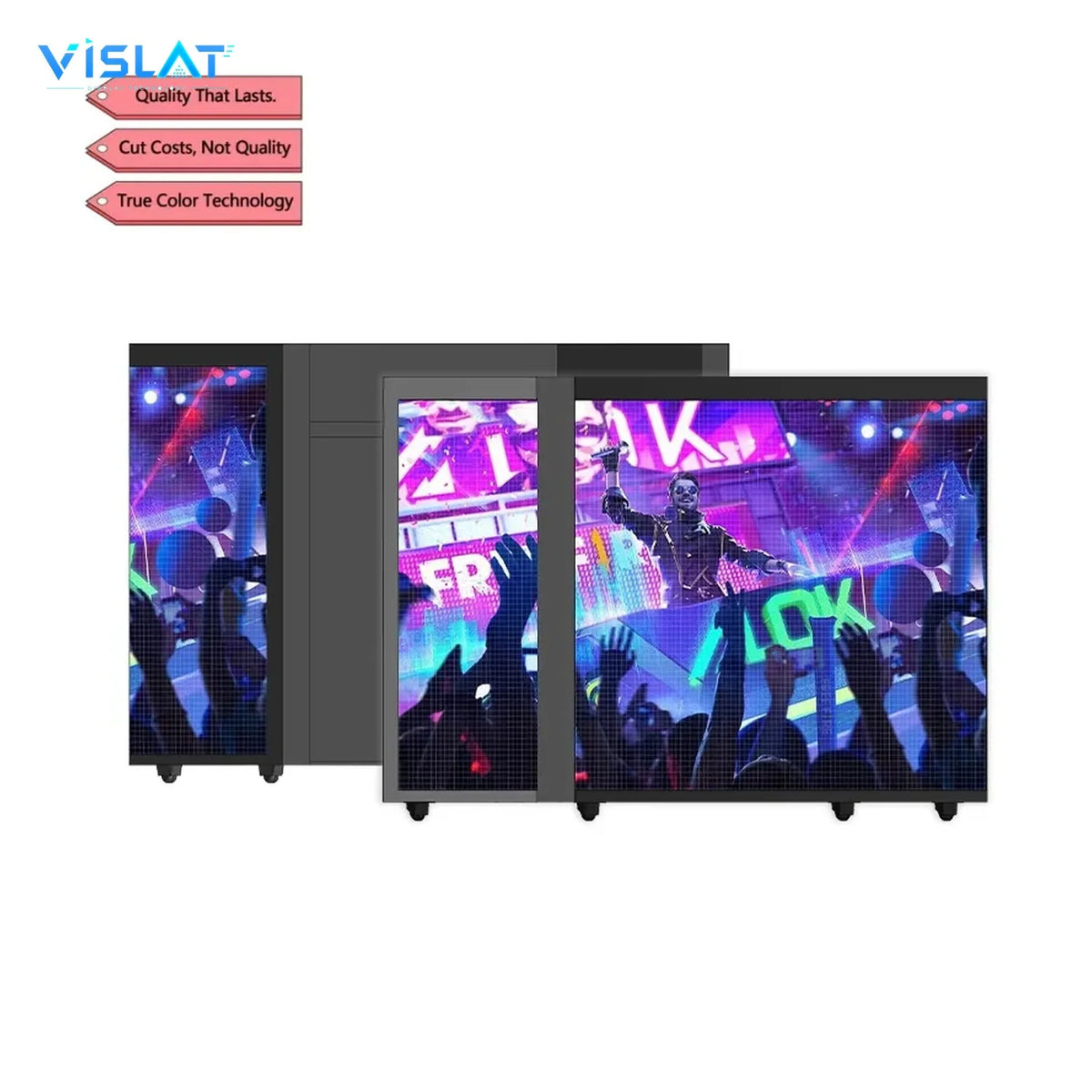 VISLAT 3-Panel Compact LED DJ Booth P3.91 Portable Mobile Stage Screen - detail view