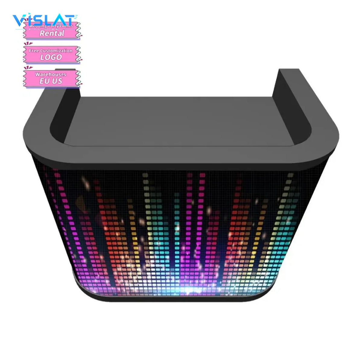 VISLAT 3-panel LED DJ booth P3.91 portable kit three-panel booth on a clean white background