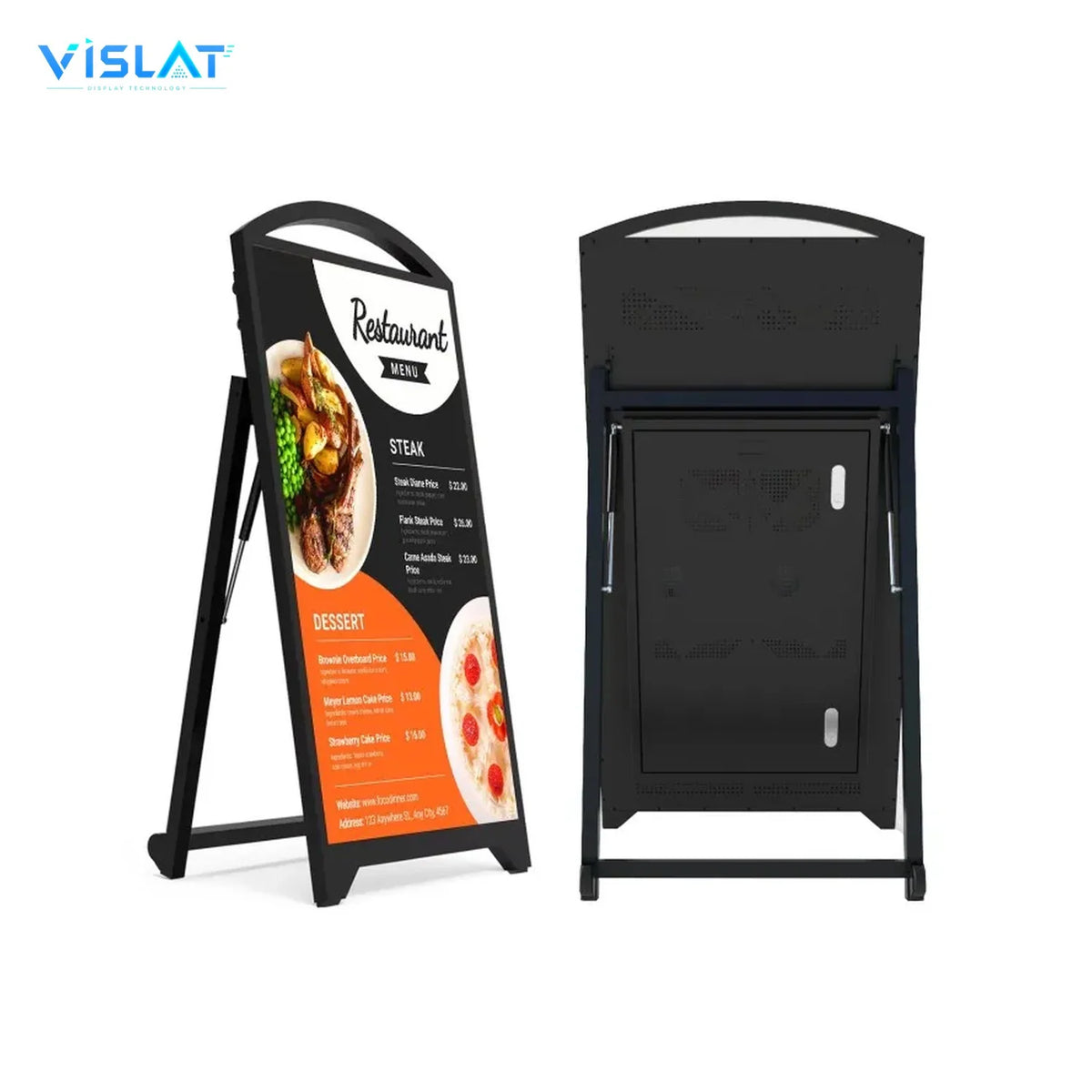VISLAT 32 inch outdoor TV 700 nits IP54 covered patio display freestanding display on a clean background