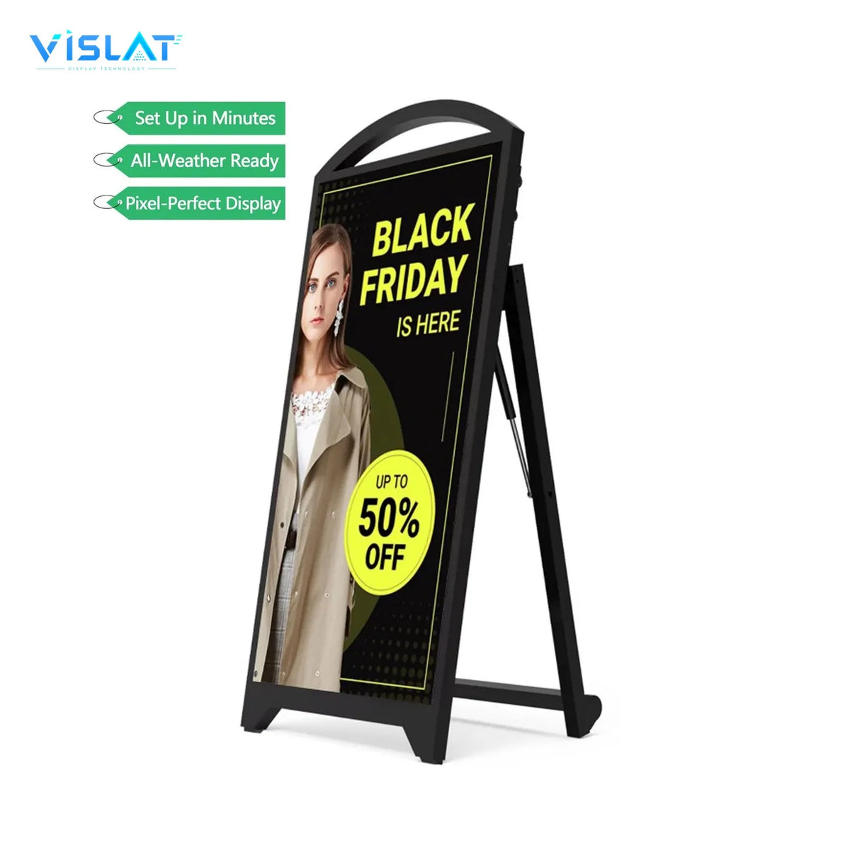VISLAT 32 inch outdoor TV 700 nits IP54 covered patio display outdoor signage unit on the factory floor