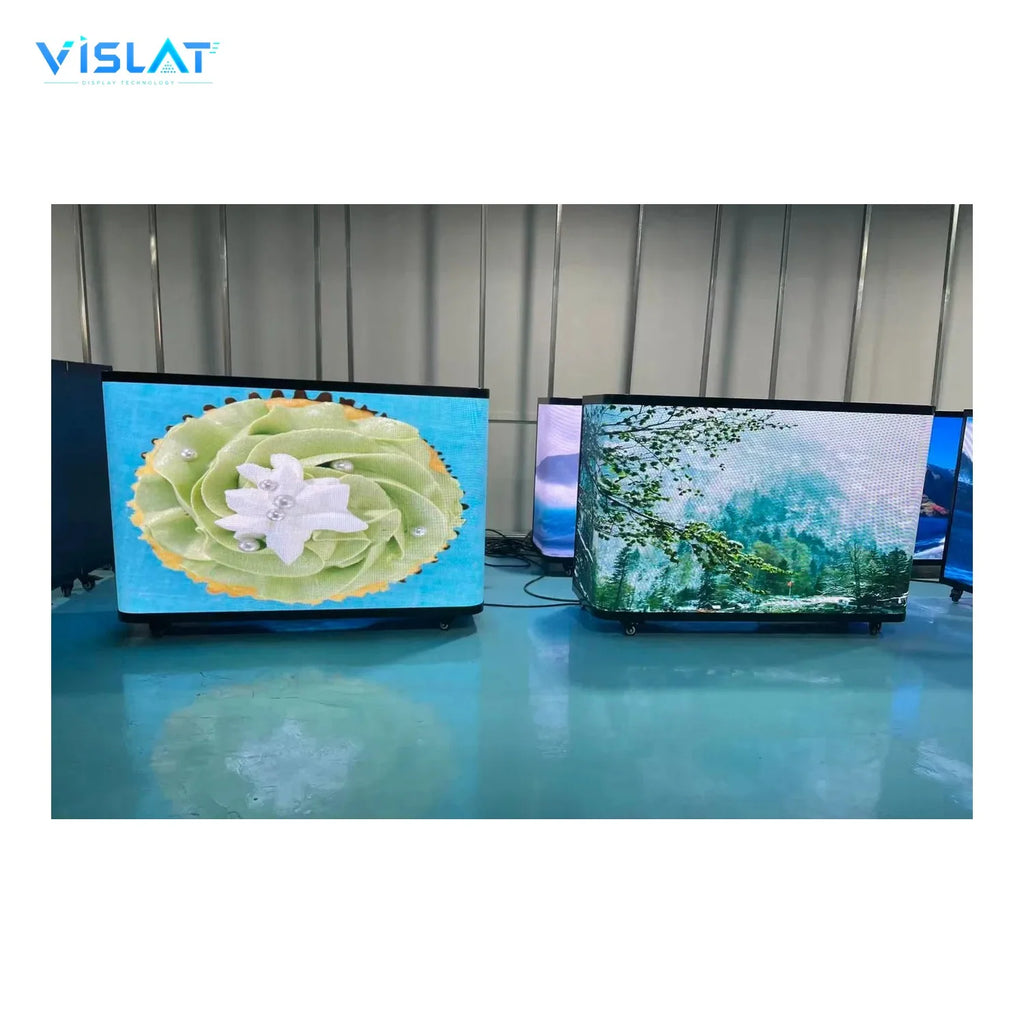 VISLAT 4-Panel LED DJ Booth P3.91 3840Hz Concertina Stage Display - product view