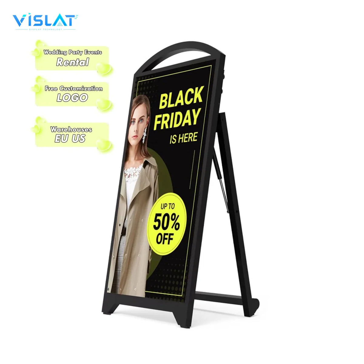 VISLAT 43 inch outdoor TV 1500 nits IP65 4K smart television display running content outdoors
