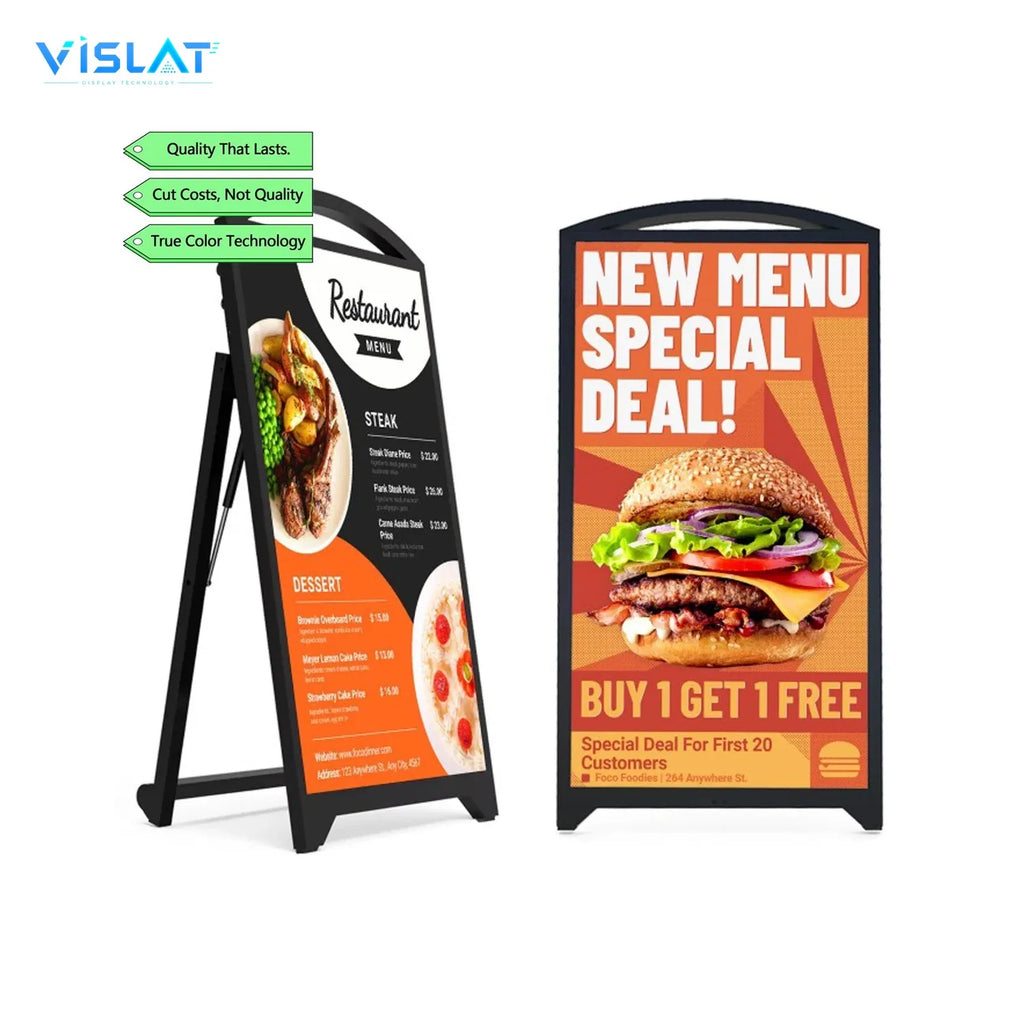 VISLAT 43 inch high brightness window display mounted behind glass in daylight