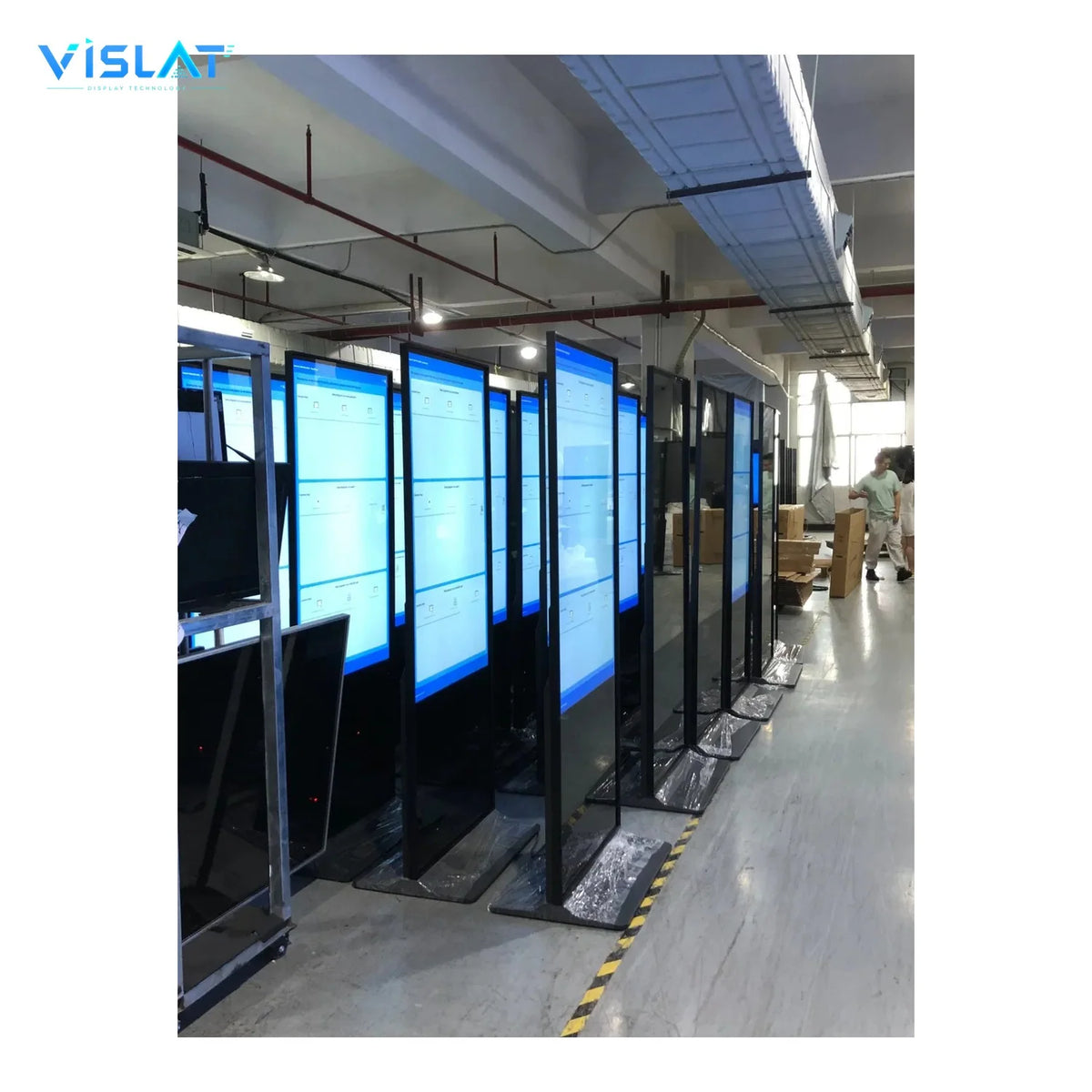 VISLAT 49 inch portable digital signage floor standing kiosk kiosks ready in the workshop