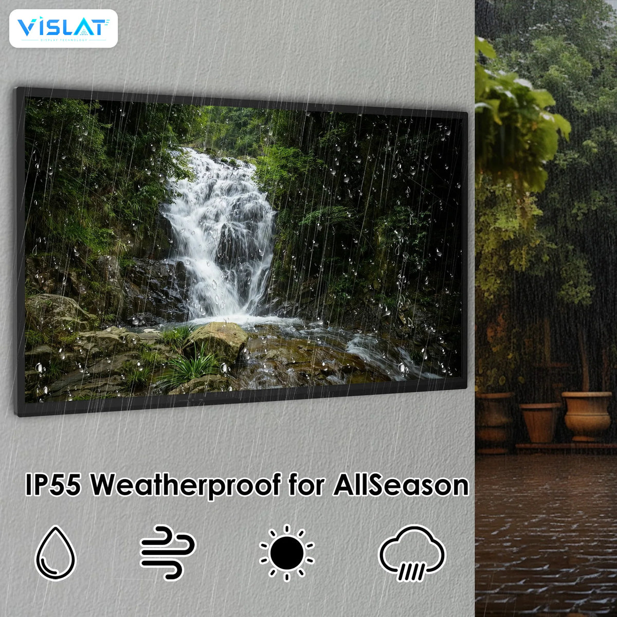 VISLAT 50 Inch Outdoor TV 700 Nits IP54 Covered Patio Smart Television - product photo