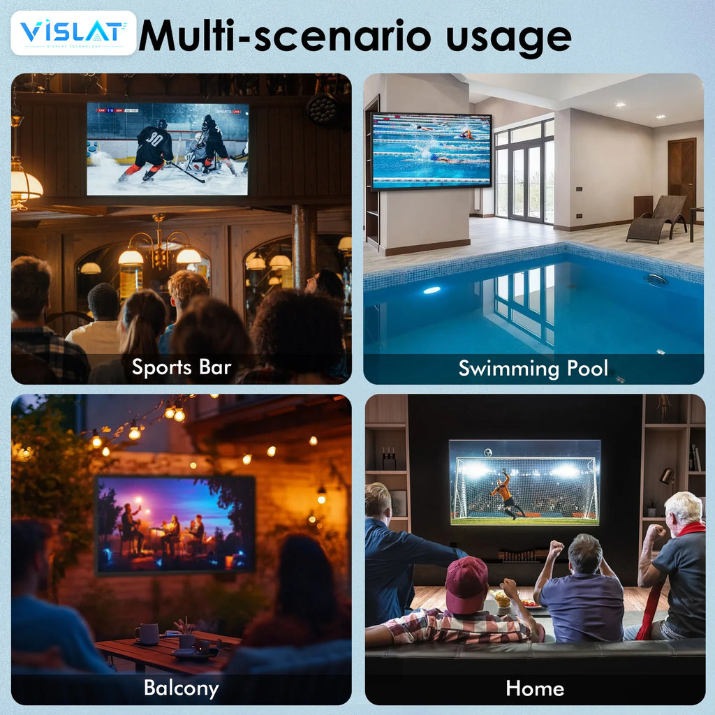 VISLAT 55 Inch Outdoor TV IP65 Waterproof 1500 Nits 4K Smart Television - detail view