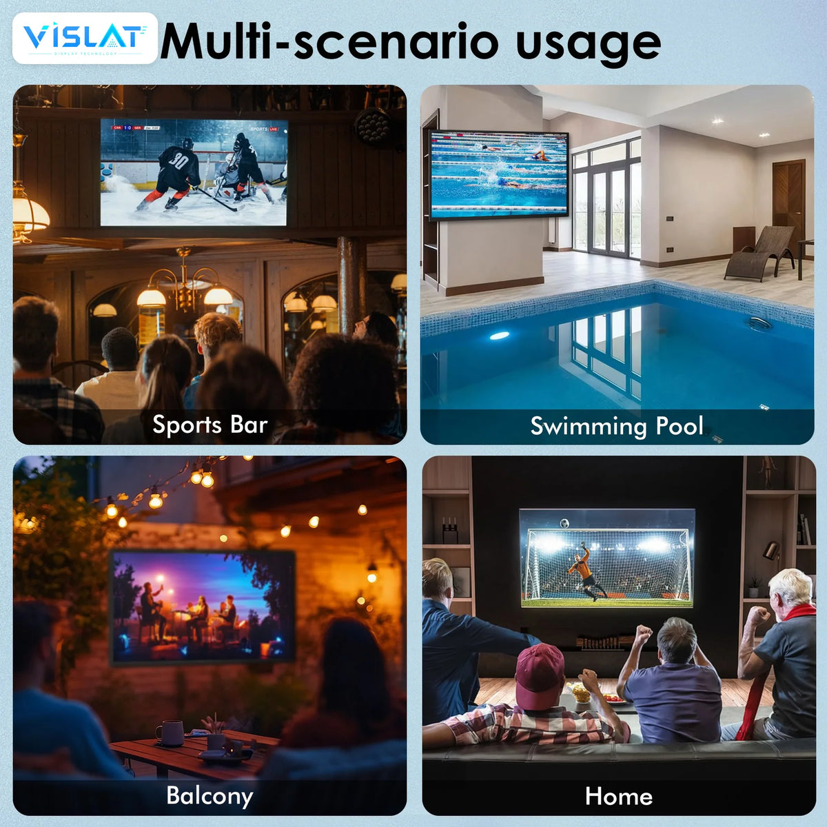 VISLAT 55 Inch Outdoor TV IP65 Waterproof 1500 Nits 4K Smart Television - detail view