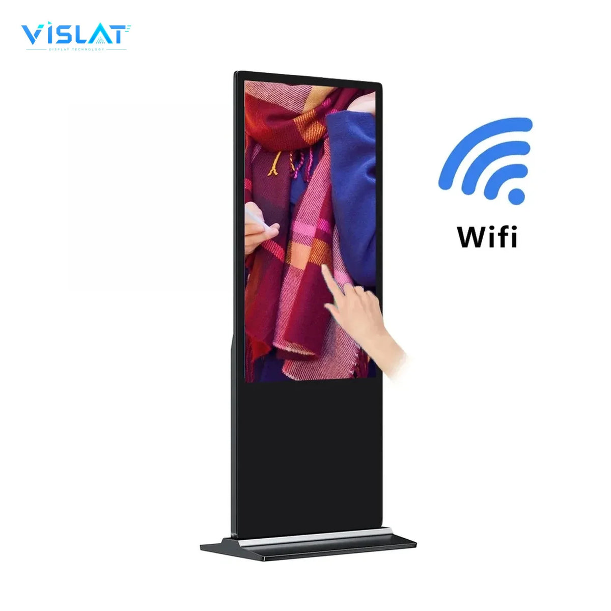 VISLAT 55 inch touch screen portable digital signage kiosk kiosk with feature callouts