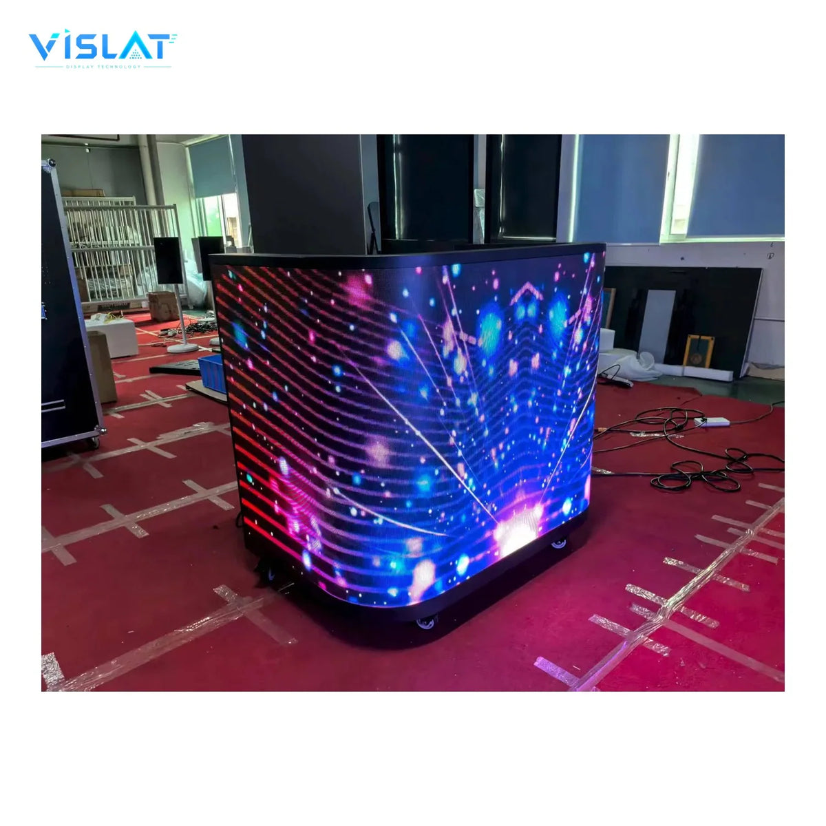 VISLAT 6-panel curved LED DJ booth P3.91 immersive stage single curved panel section