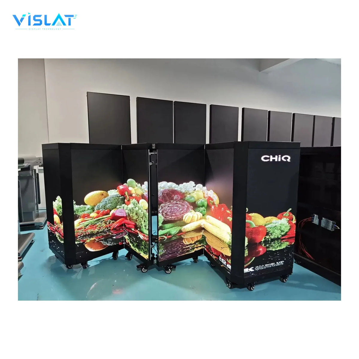 VISLAT 6-panel transparent LED DJ booth P3.91 see-through stage transparent mesh panels tested in the workshop