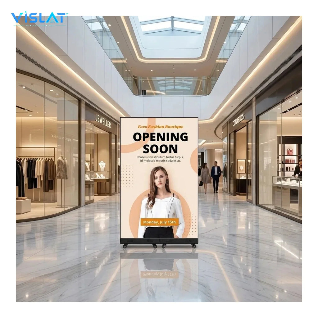 VISLAT 65 inch indoor digital signage 4K commercial display viewed from the front