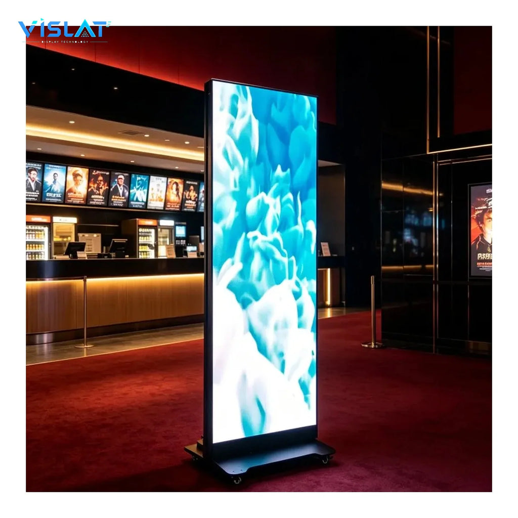 VISLAT 65 inch outdoor TV 1500 nits IP65 4K commercial display display installed in a lobby