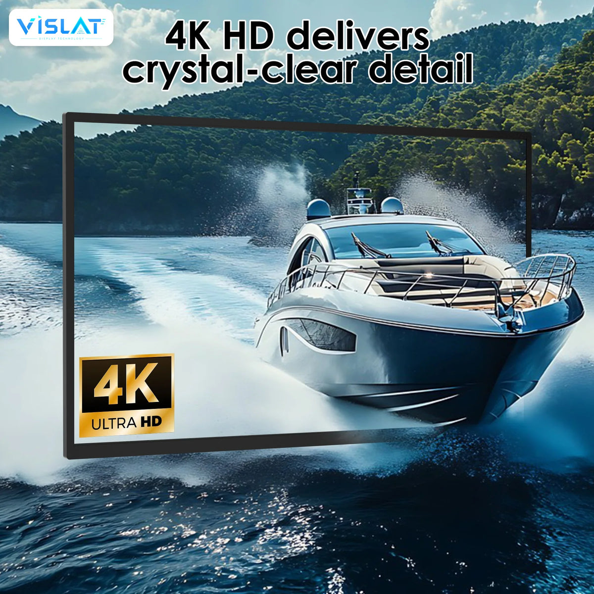 VISLAT 65 Inch Outdoor TV 2500 Nits IP65 Sunlight Readable Commercial Display - product photo