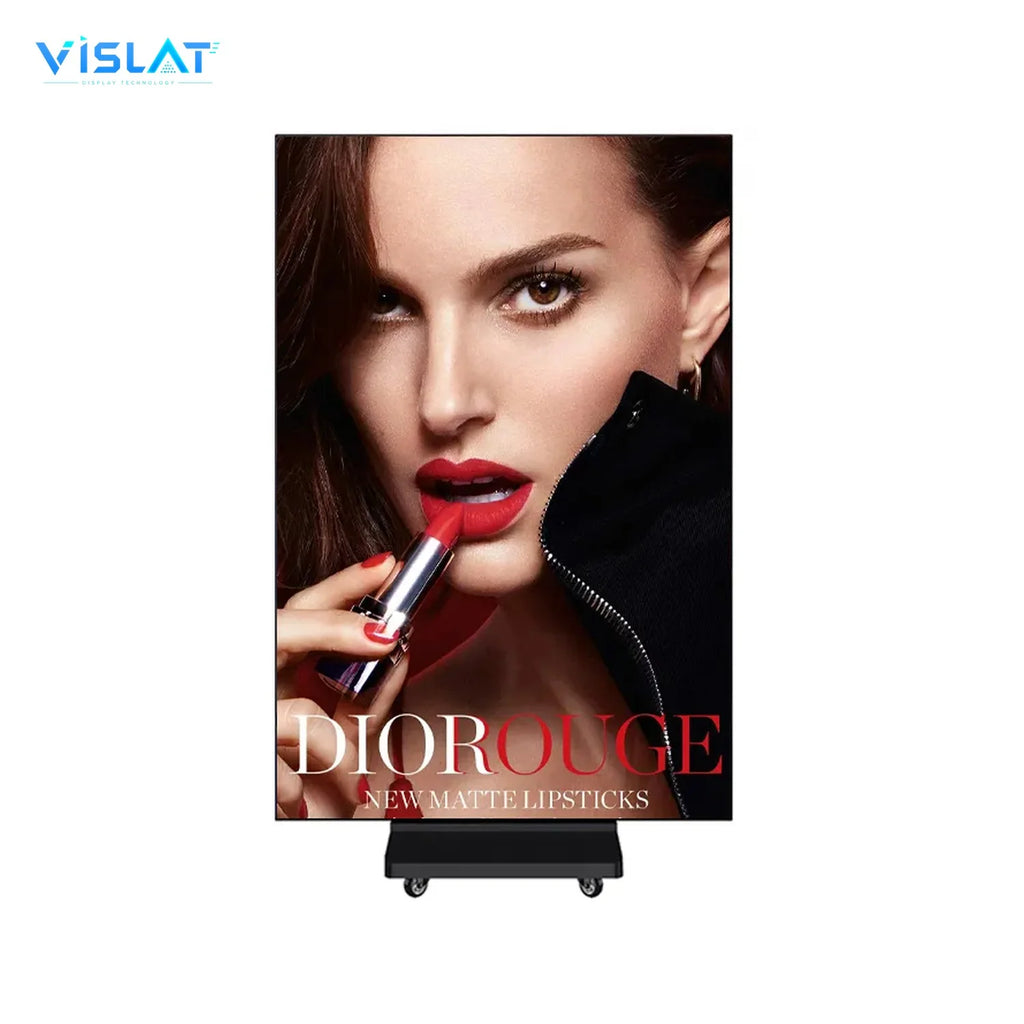 VISLAT 75 inch indoor digital signage 4K slim bezel display seen straight on