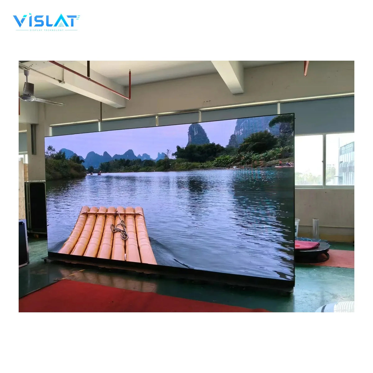 VISLAT 8-panel large LED DJ booth P3.91 festival stage display full stage wall assembled in the workshop