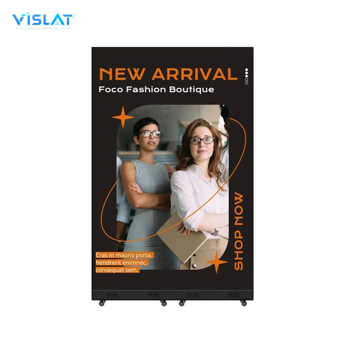 Close view of the panel and frame of the VISLAT 98 inch indoor digital signage display