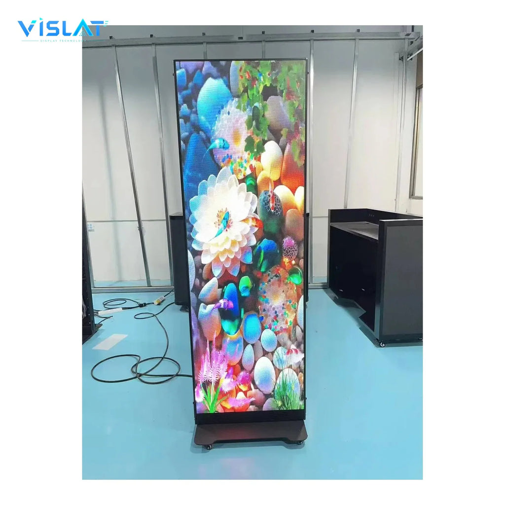 VISLAT P1.86 foldable LED poster display 640x1920mm poster running content in the workshop