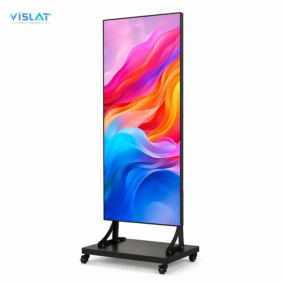 VISLAT P2.5 foldable LED poster display 640x1920mm on a floor stand for portable retail advertising