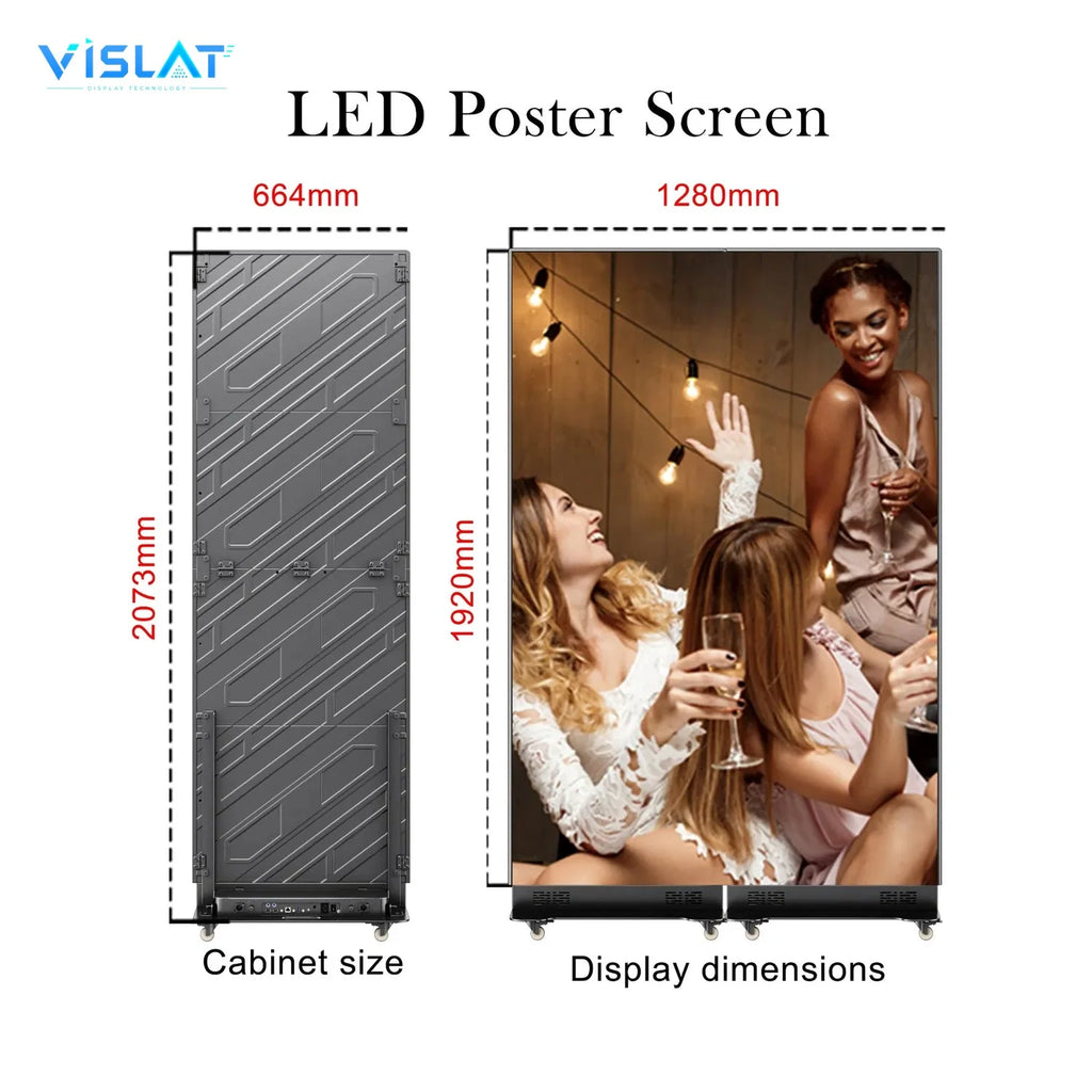 VISLAT P2.5 slim LED poster display 480x1440mm slim LED poster on a clean white background