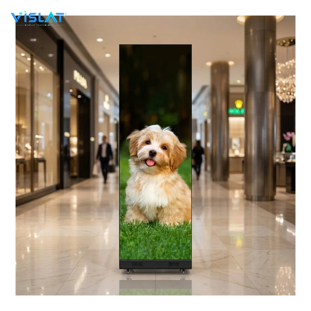 VISLAT P2.5 slim LED poster display 480x1440mm poster used inside a retail store