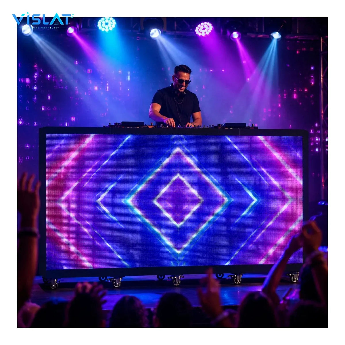 VISLAT P2.9 indoor LED rental panel 500x500mm panels assembled for an event