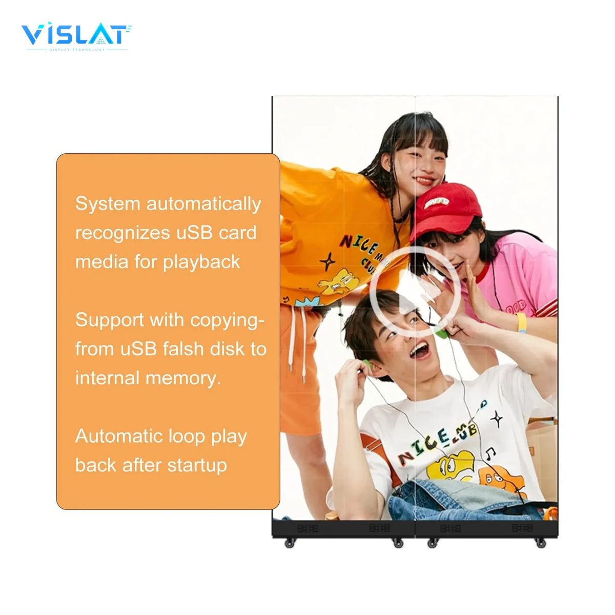 VISLAT P2.9 Outdoor LED Rental Panel 500x1000mm IP65 Waterproof - product photo
