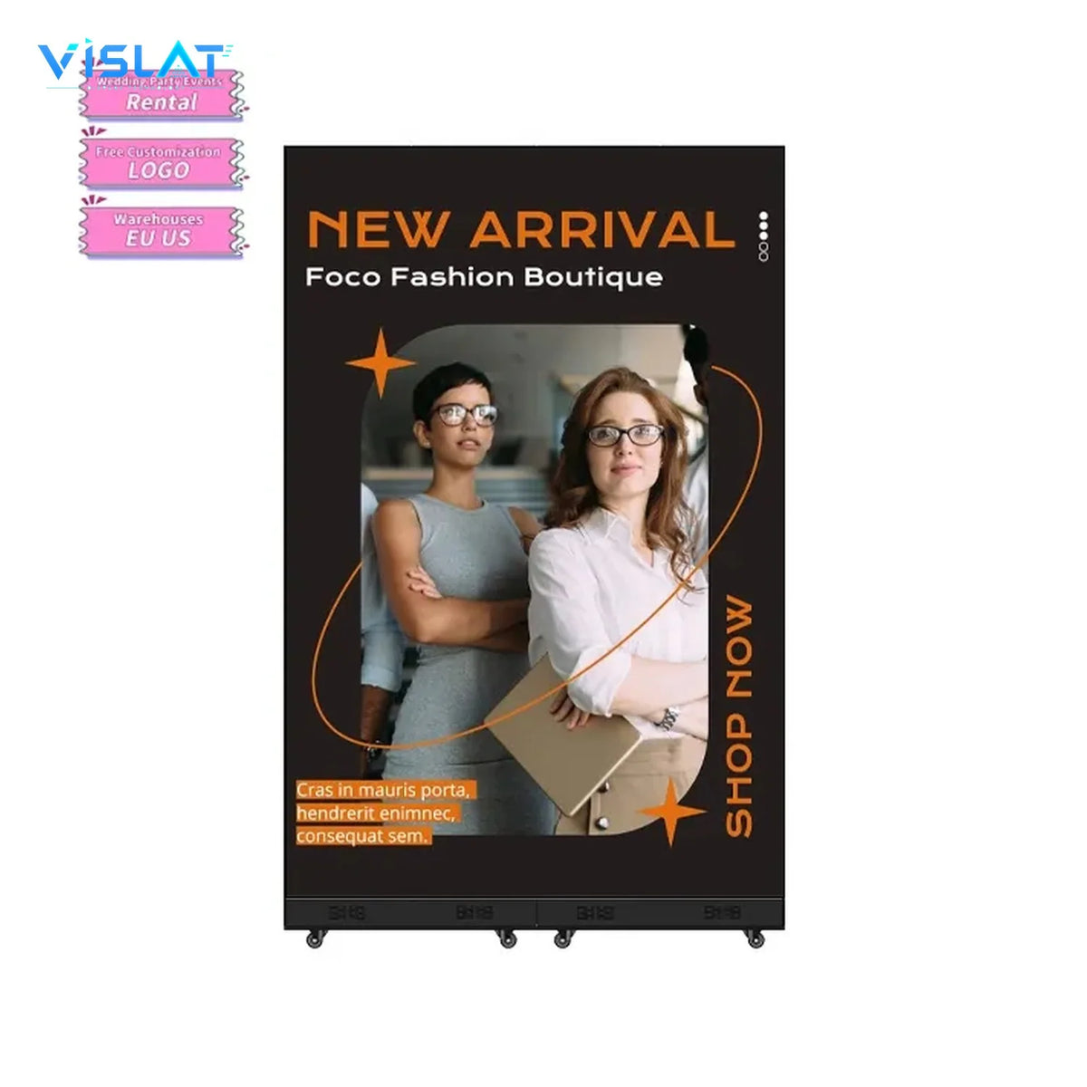 VISLAT P3.91 indoor LED rental panel 500x1000mm single rental panel front view