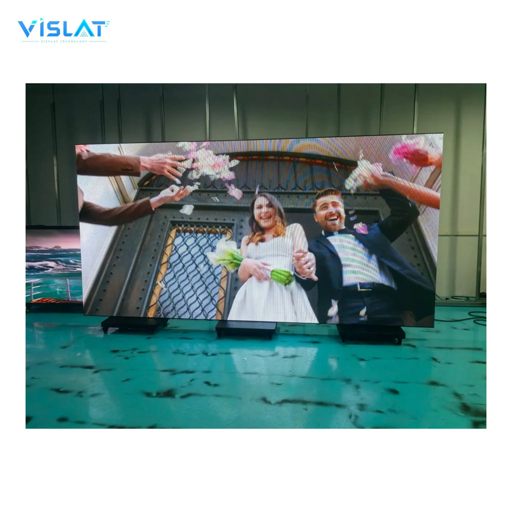 VISLAT P3.91 indoor LED rental panel 500x1000mm panels installed in the workshop